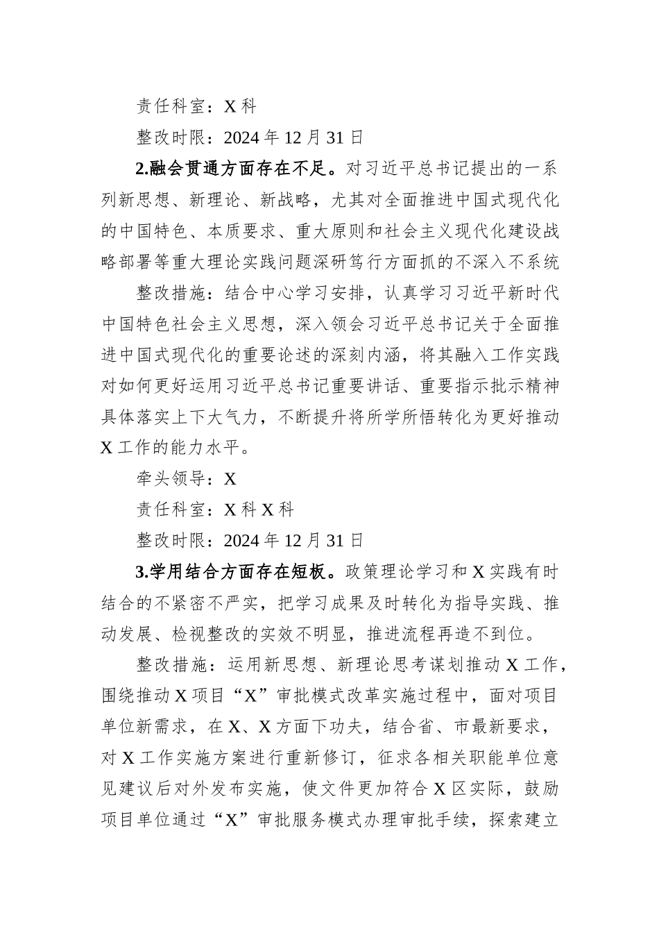 行政审批局主题教育专题民主生活会整改工作方案_第3页