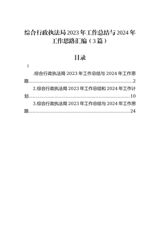 综合行政执法局2023年工作总结与2024年工作思路汇编（3篇）