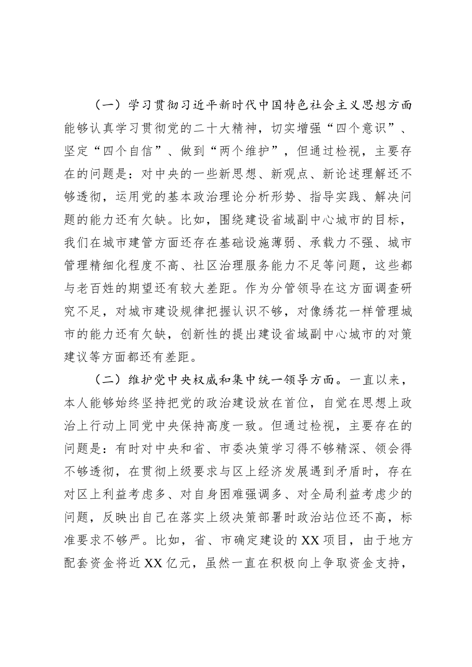 副县长2023年度主题教育专题民主生活会个人发言提纲_第2页