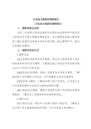 公安部主题教育调研报告