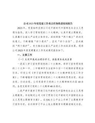 公司2023年度党建工作重点任务推进情况报告(1)
