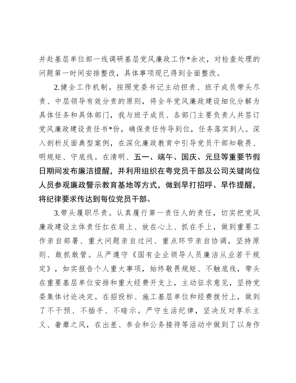 公司党委书记履行“第一责任人”职责情况报告_第2页