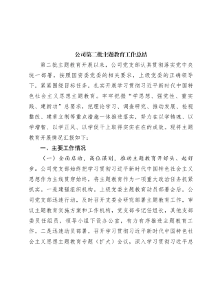 公司第二批主题教育工作总结