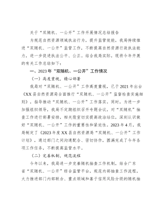 关于“双随机、一公开”工作开展情况总结报告