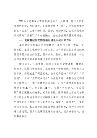 国企党建经验交流：务实重效抓“三基” 有机融合促发展