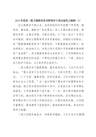 2023年度第二批主题教育读书班领导干部交流发言提纲（4）