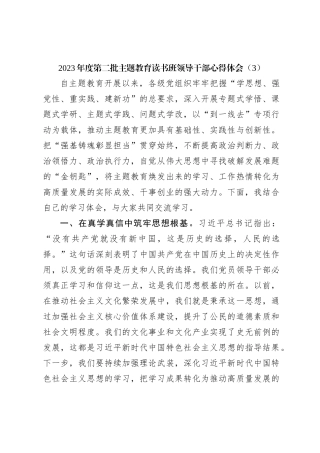 2023年度第二批主题教育读书班领导干部心得体会（3）