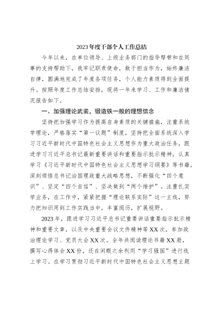 2023年度干部个人工作总结