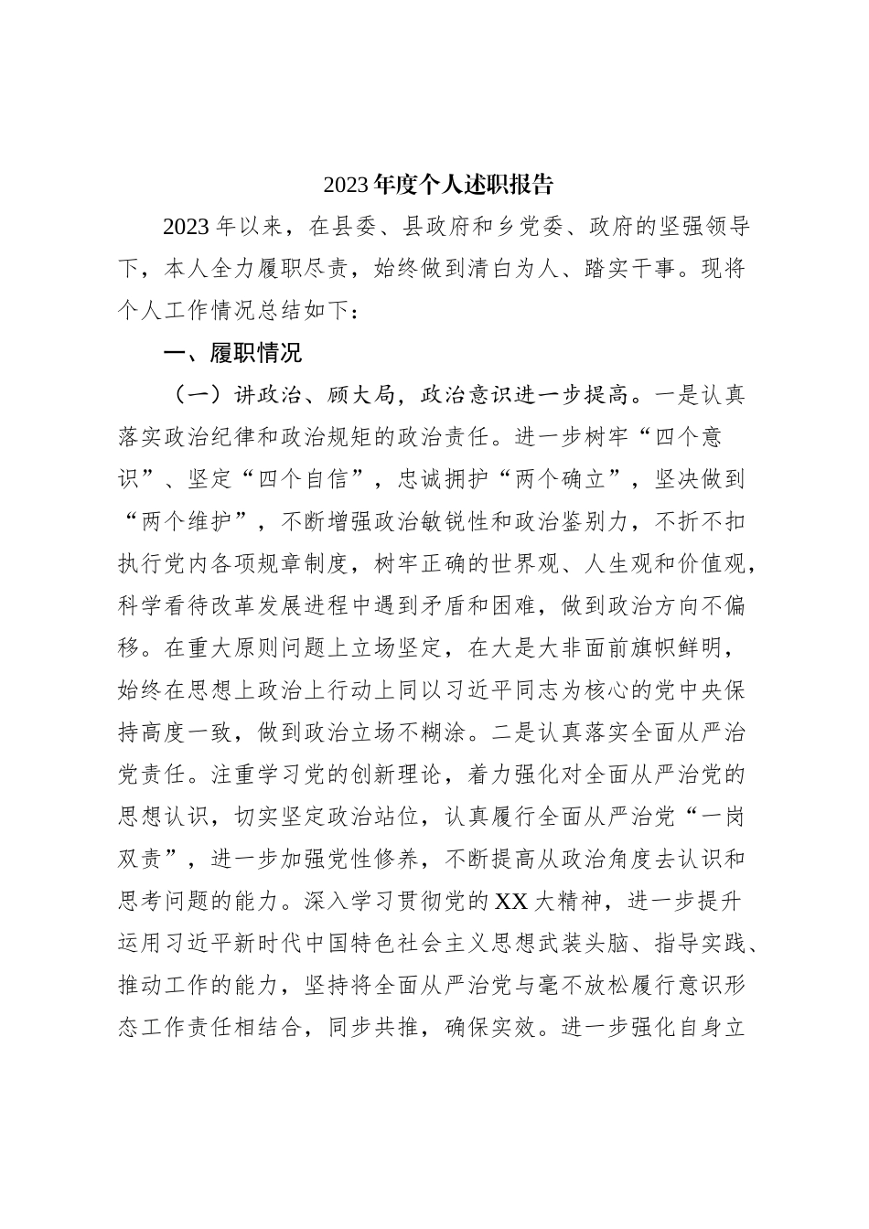 2023年度个人述职报告 (3)_第1页