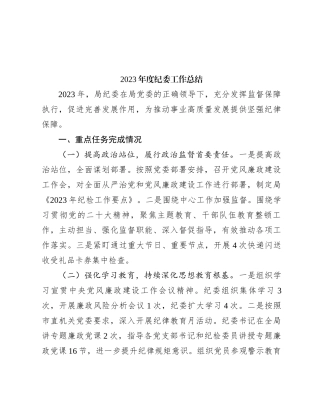 2023年度纪委工作总结