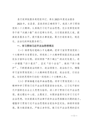 县行政审批服务局党组书记、局长2023年度述法报告