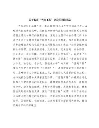 我市“雪亮工程”建设的调研报告