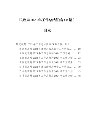民政局2023年工作总结汇编（8篇）