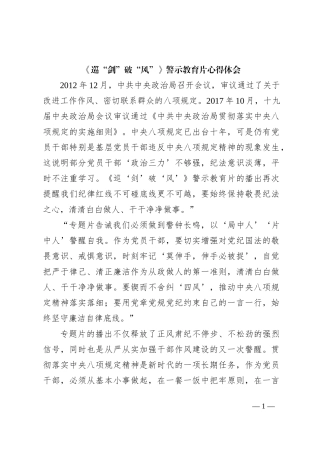 《巡“剑”破“风”》警示教育片心得体会