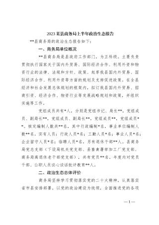 2023某县商务局上半年政治生态报告