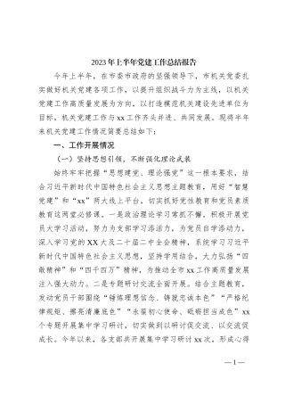 2023年的上半年党建工作总结报告