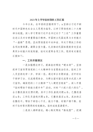 2023年上半年驻村帮扶工作汇报