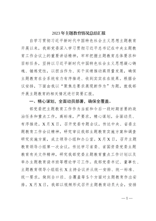 2023年主题教育情况总结汇报