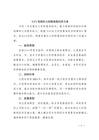 XXX发展壮大村级集体经济方案