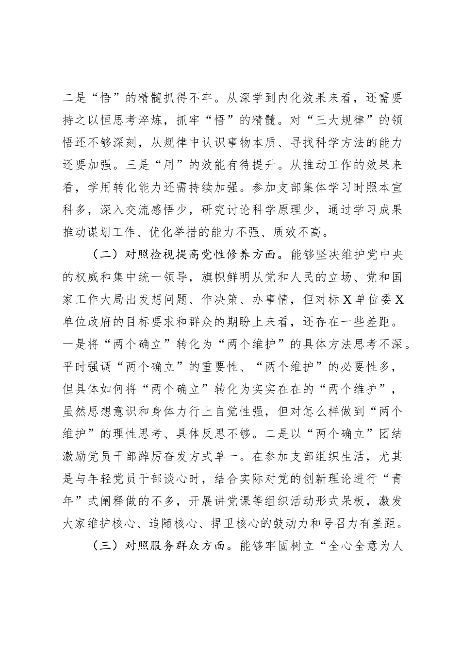 XX党支部2023年度组织生活会发言提纲（2561字）创新理论、党性修养、服务群众、先锋模范_第2页