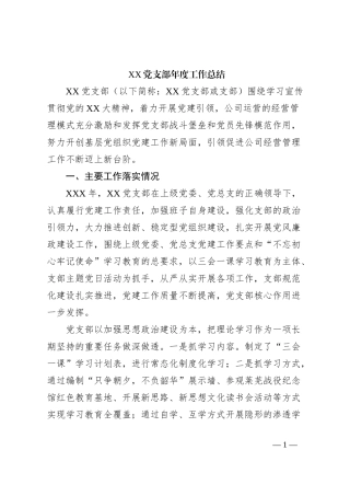 XX党支部年度工作总结