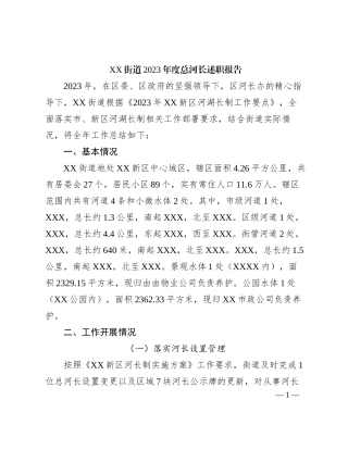 XX街道2023年度总河长述职报告有重名 659920