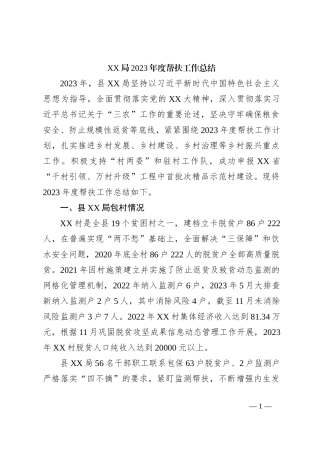 XX局2023年度帮扶工作总结