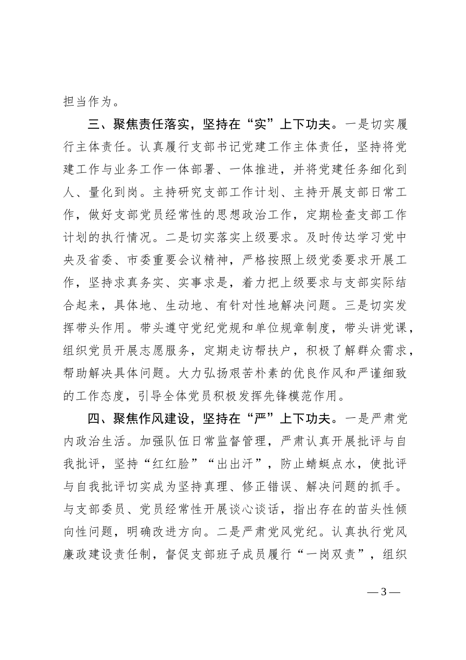 2023年党支部书记抓党建工作述职报告_第3页