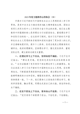 2023年度主题教育心得体会（39）【优】