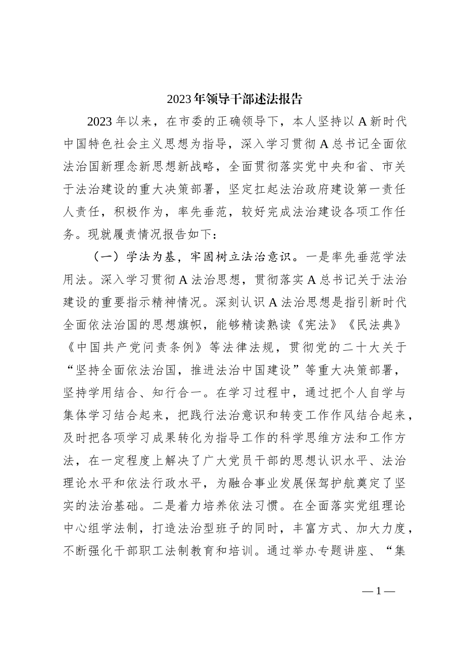 2023年领导干部述法报告_第1页