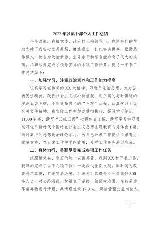 2023年乡镇干部个人工作总结