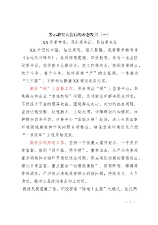 警示教育大会后的表态发言