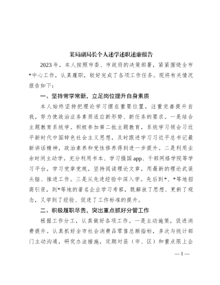 某局副局长个人述学述职述廉报告