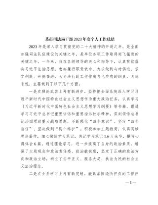 某市司法局干部2023年度个人工作总结