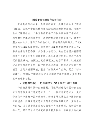 团委干部主题教育心得体会