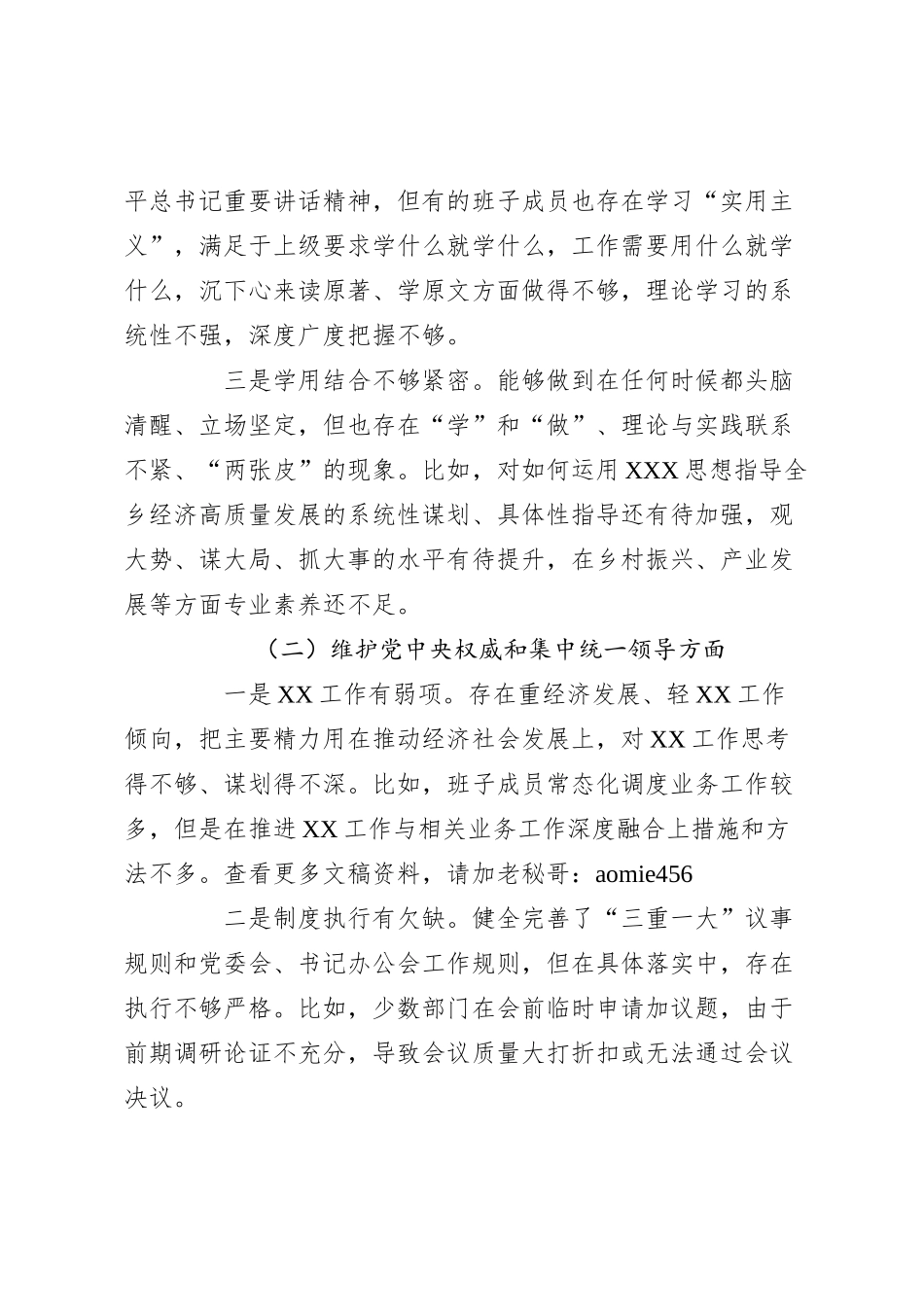 乡镇党委班子2023年度专题民主生活会对照检视剖析材料（最新6个方面+政绩观+典型案例剖析+意识形态_第2页