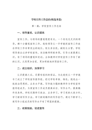 学校宣传工作总结