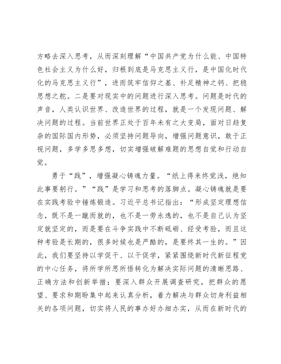 研讨发言：学思践悟细照笃行凝心铸魂勇毅前行_第3页