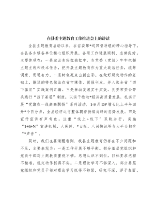 在县委主题教育工作推进会上的讲话