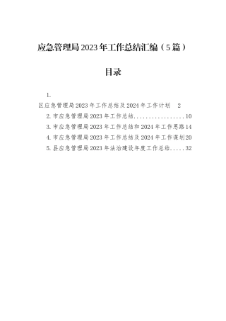 应急管理局2023年工作总结汇编（5篇）