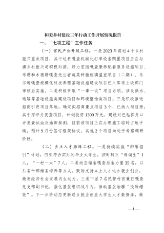 和美乡村建设三年行动工作开展情况报告
