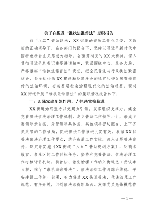 关于在街道“谁执法谁普法”履职报告