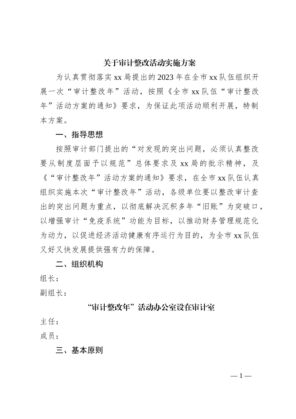 关于审计整改活动实施方案_第1页