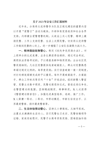 关于2023年公安工作汇报材料