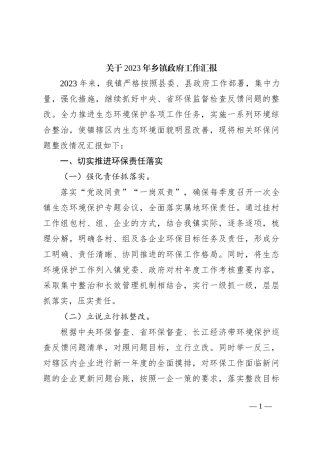 关于2023年乡镇政府工作汇报