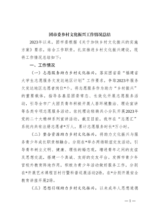 团市委乡村文化振兴工作情况总结