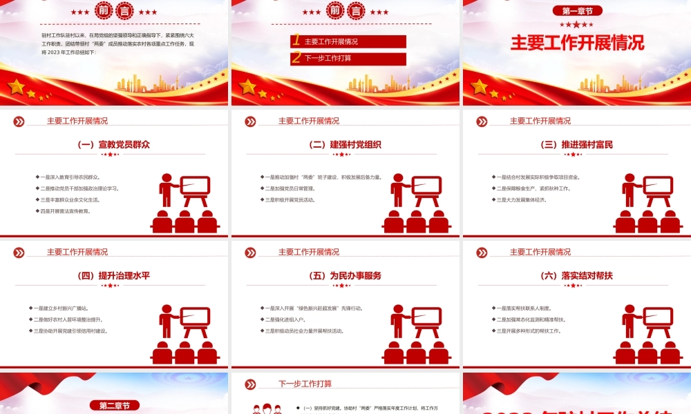 2023驻村工作队年终工作总结PPT大气华美总结述职汇报模板