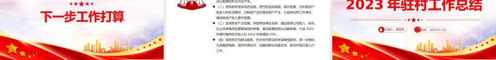 2023驻村工作队年终工作总结PPT大气华美总结述职汇报模板