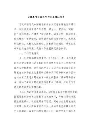 主题教育阶段性工作开展情况报告【优】