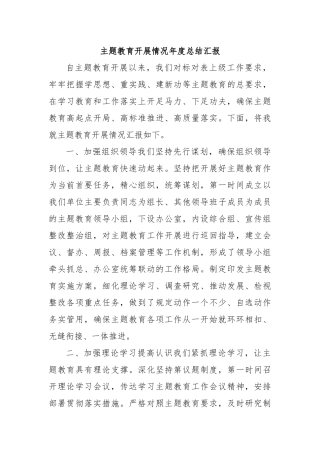 主题教育开展情况年度总结汇报